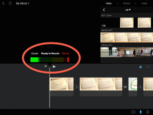 Click the microophone icon to record your own audio. You can listen to it after recording and even re-do it before accepting the take.